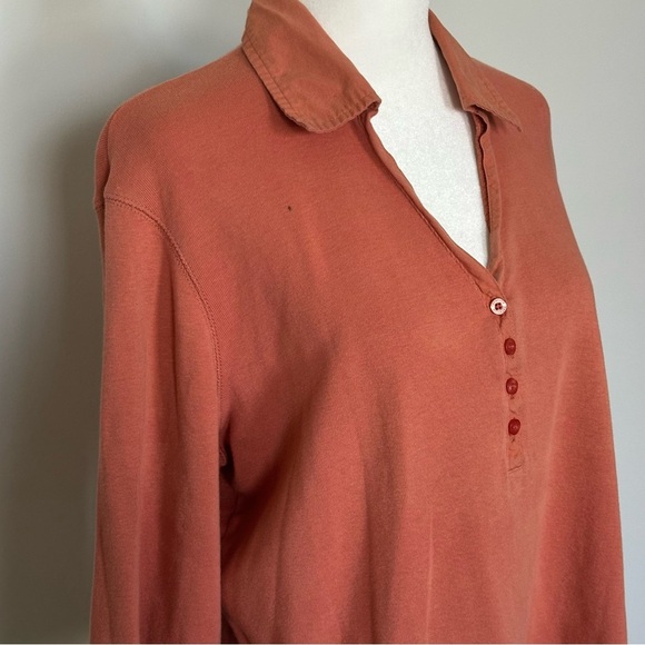 Rafaella Rust Orange 3/4 Sleeve Collared Henley Top - XL - Picture 7 of 8